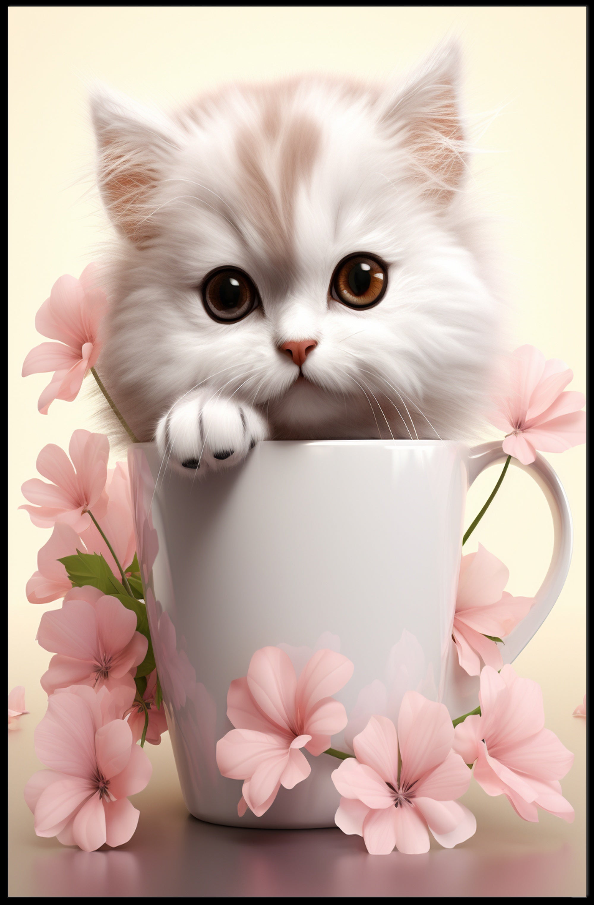 Kitten In A Cup Poster PosterGoat