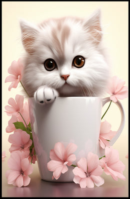 Kitten In A Cup Poster PosterGoat
