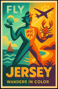 Jersey Adventure Awaits in Vibrant Travel Poster PosterGoat