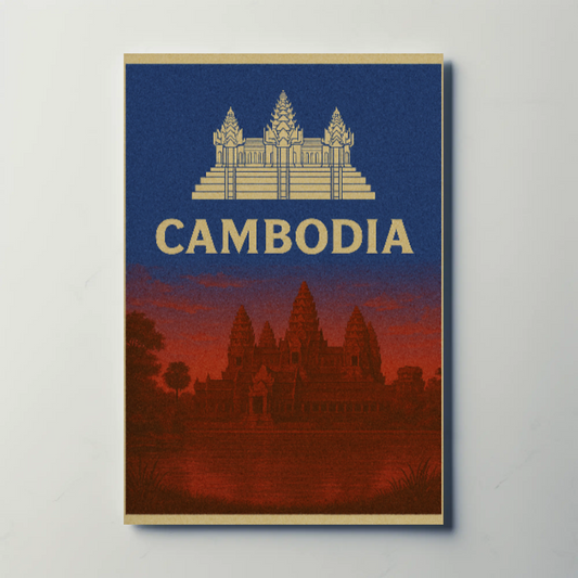 Cambodia Angkor Wat Vintage Travel Poster