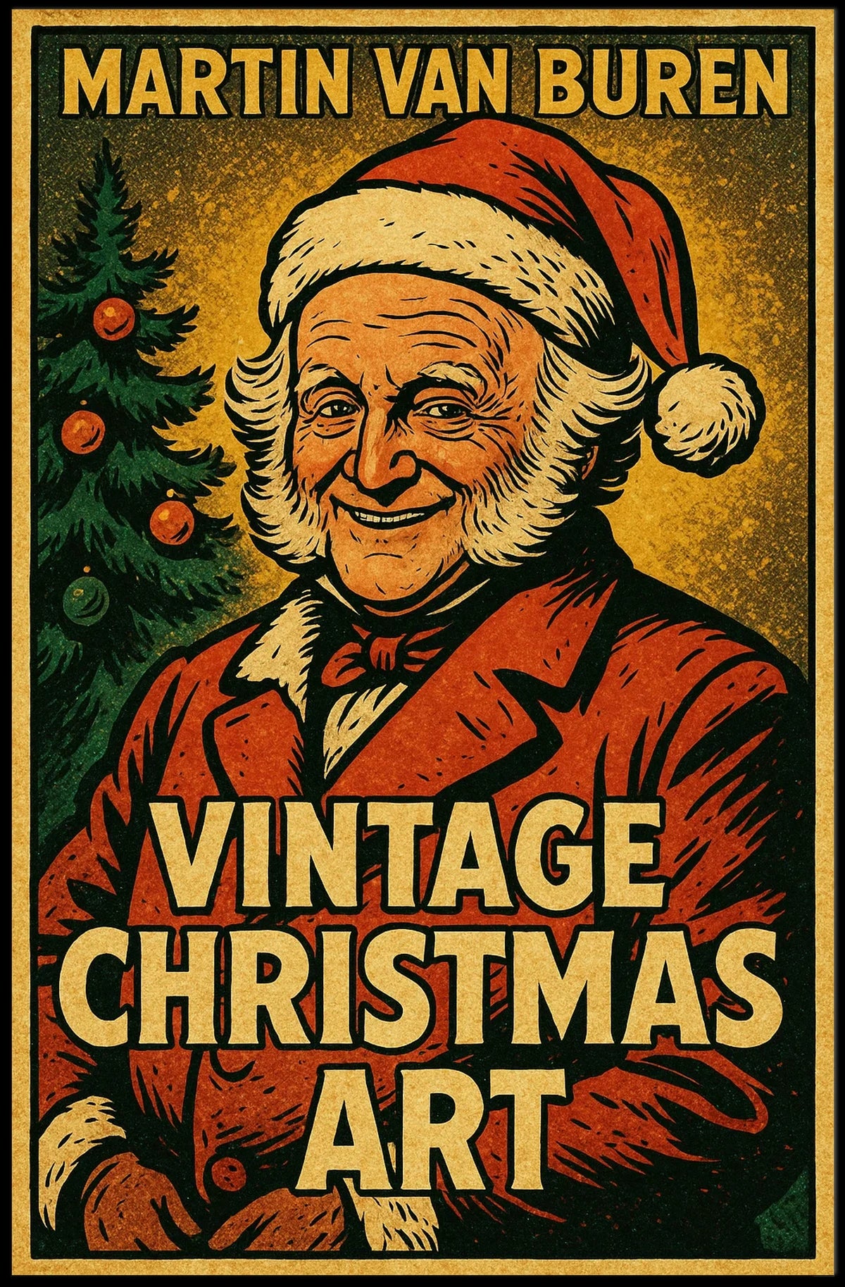 Martin Van Buren Vintage Christmas Art Poster