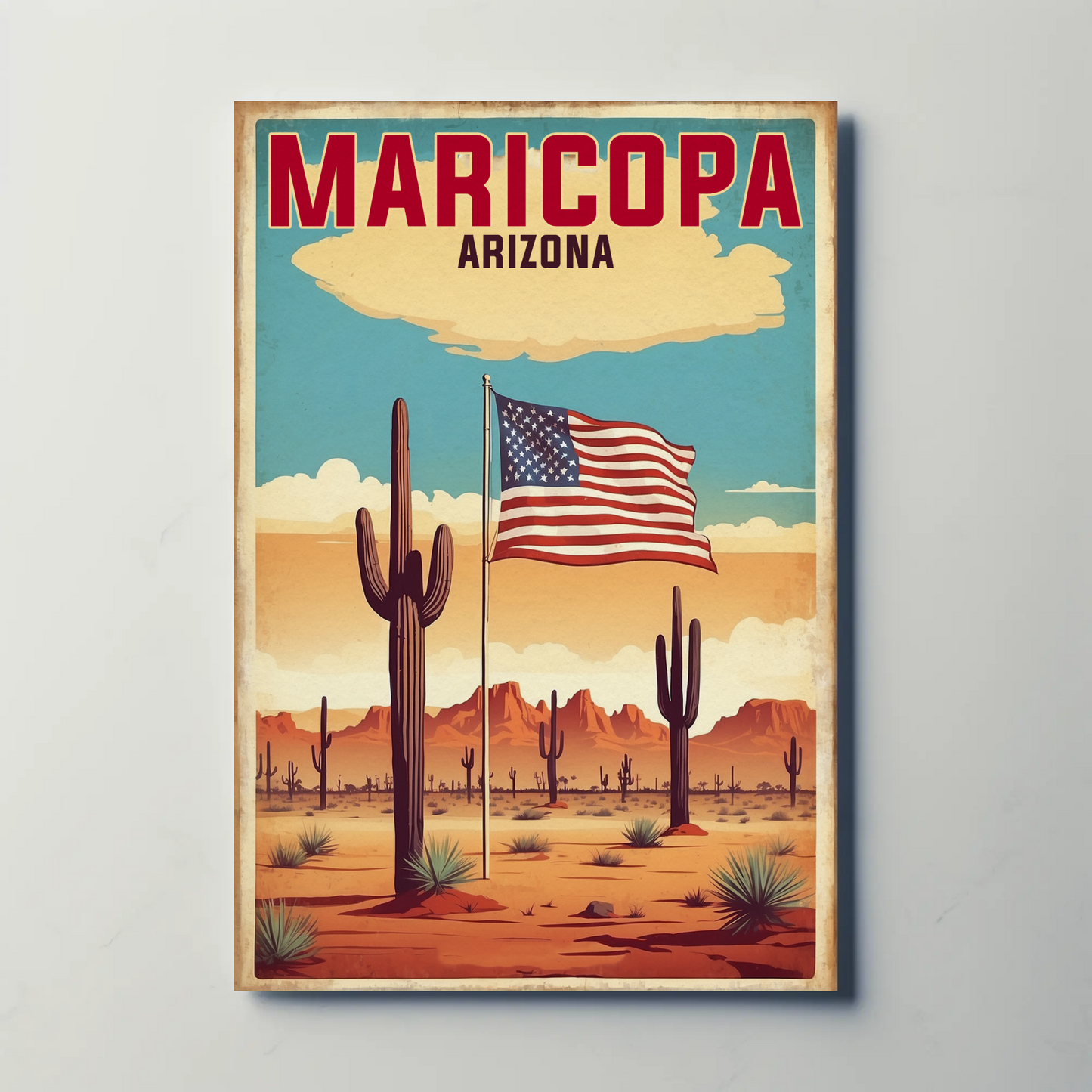 Maricopa Arizona Desert Flag Vintage Travel Poster