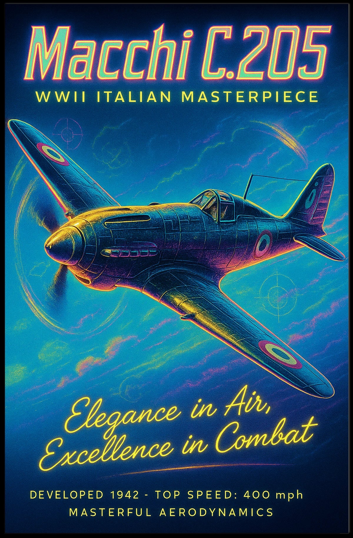 Macchi C.205 WWII Italian Masterpiece Poster
