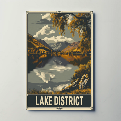 Lake District Peaceful Lake Clouds Trees Travel Poster