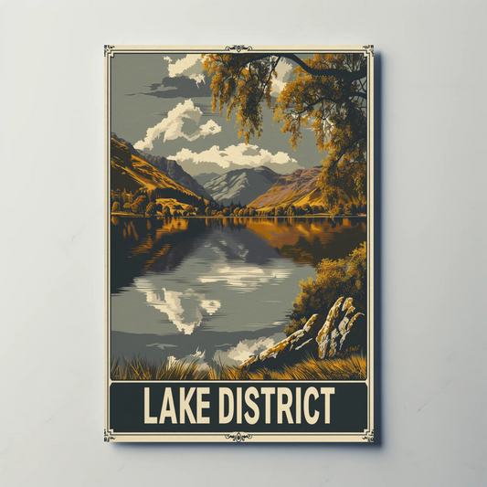 Lake District Peaceful Lake Clouds Trees Travel Poster
