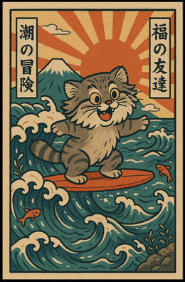 Surfing Cat Adventure Poster