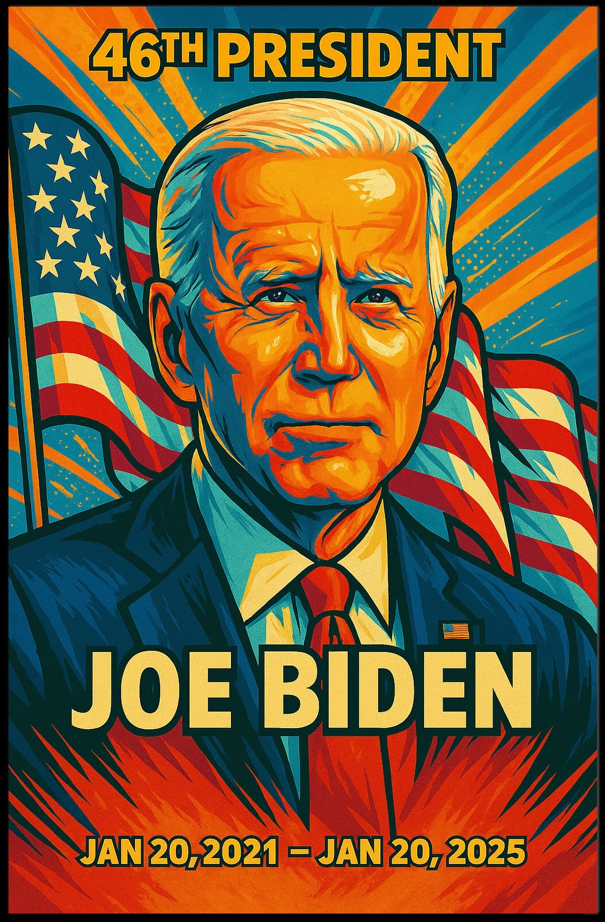 Joe Biden 46th President of the United States Colorful Comic Book Style Poster