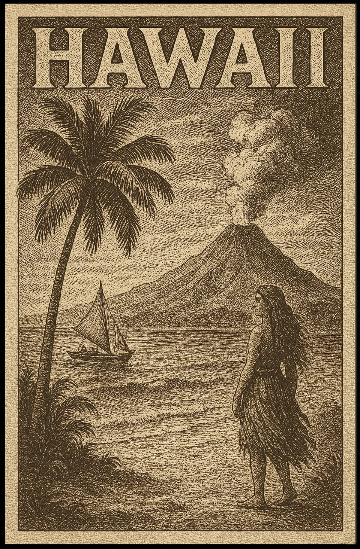 Hawaii Vintage Travel Decor Poster