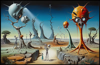 Surreal Futuristic Alien Landscape Art Poster Futuristic Sci-Fi Poster