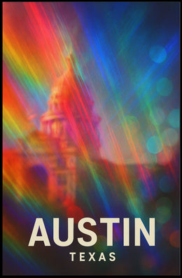 Austin Texas Vibrant Cityscape Digital Painting Pop Art Urban Skyline Travel Inspired Poster