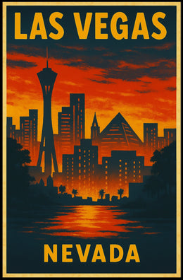 Las Vegas Skyline Sunset Wanderlust Photography Poster