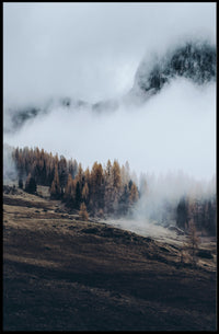 Misty Autumn Mountain Landscape Photorealistic Art Print