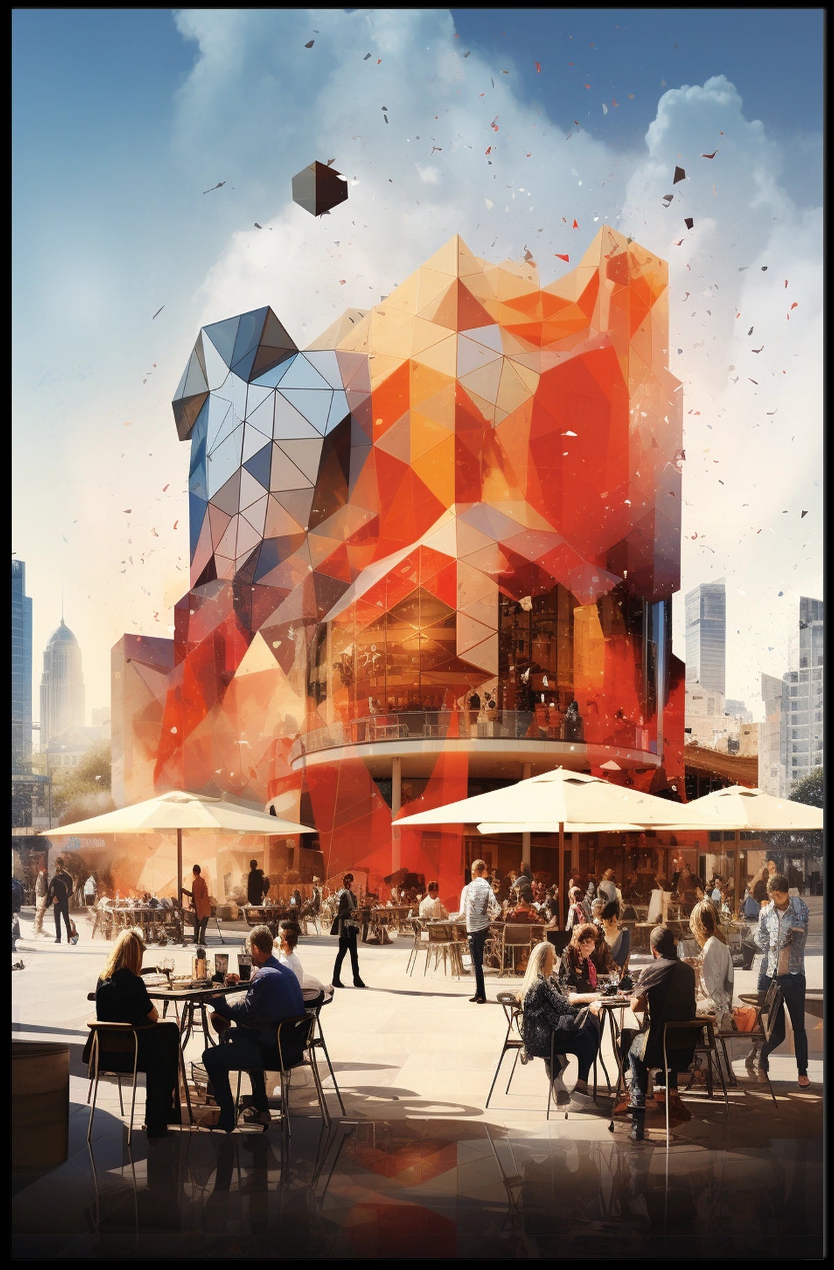 Contemporary Architectural Artwork Geometric Urban Scene Poster