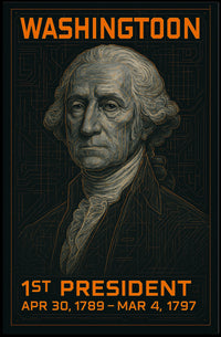 George Washington 1st President of the United States Techno Schematic Poster