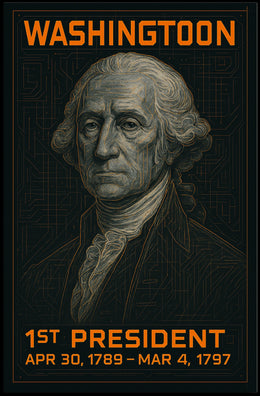 George Washington 1st President of the United States Techno Schematic Poster