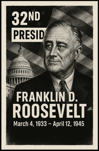 Franklin D. Roosevelt 32nd President of the United States Digital Montaje Poster