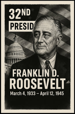 Franklin D. Roosevelt 32nd President of the United States Digital Montaje Poster