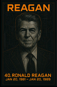 Ronald Reagan 40th President of the United States Techno Schematic Poster