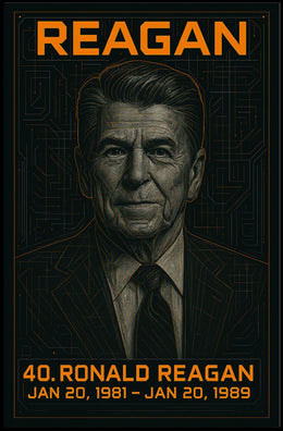 Ronald Reagan 40th President of the United States Techno Schematic Poster