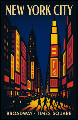 Stylized New York Urban Energy: Times Square Travel Poster