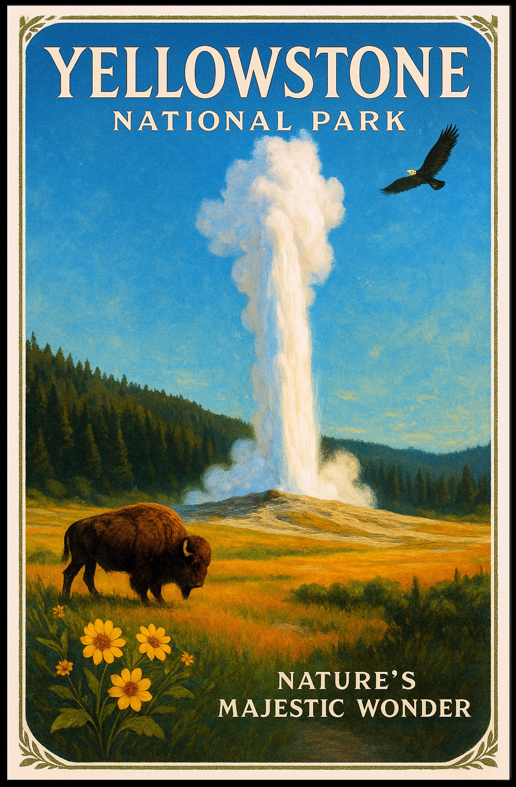 Yellowstone National Park Nature's Majestic Wonder Poster PosterGoat