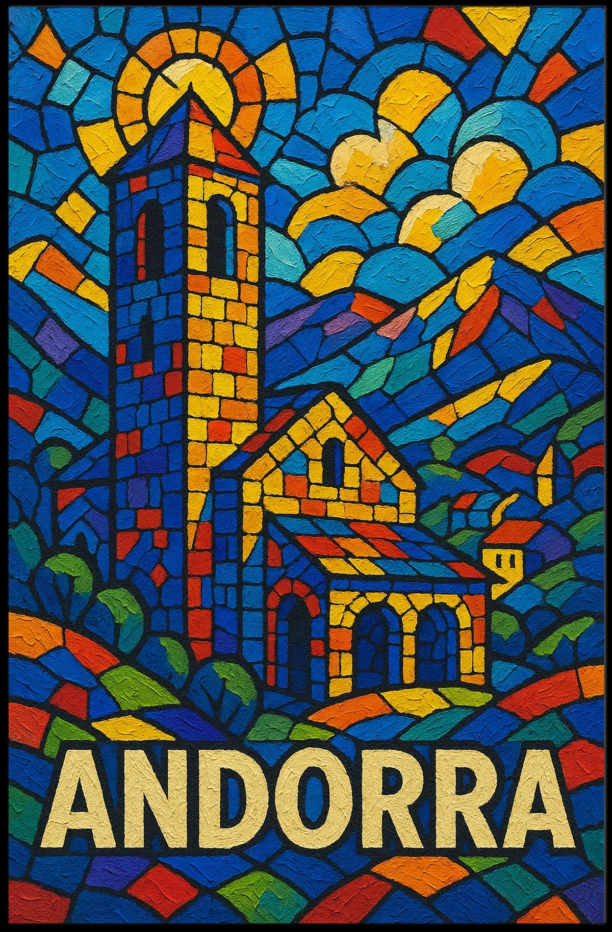 Andorra Vibrant Mosaic Poster