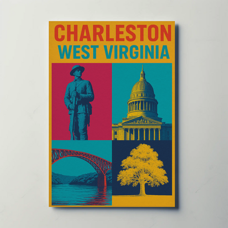 Charleston Landmarks Celebration Heritage Retro Art Poster