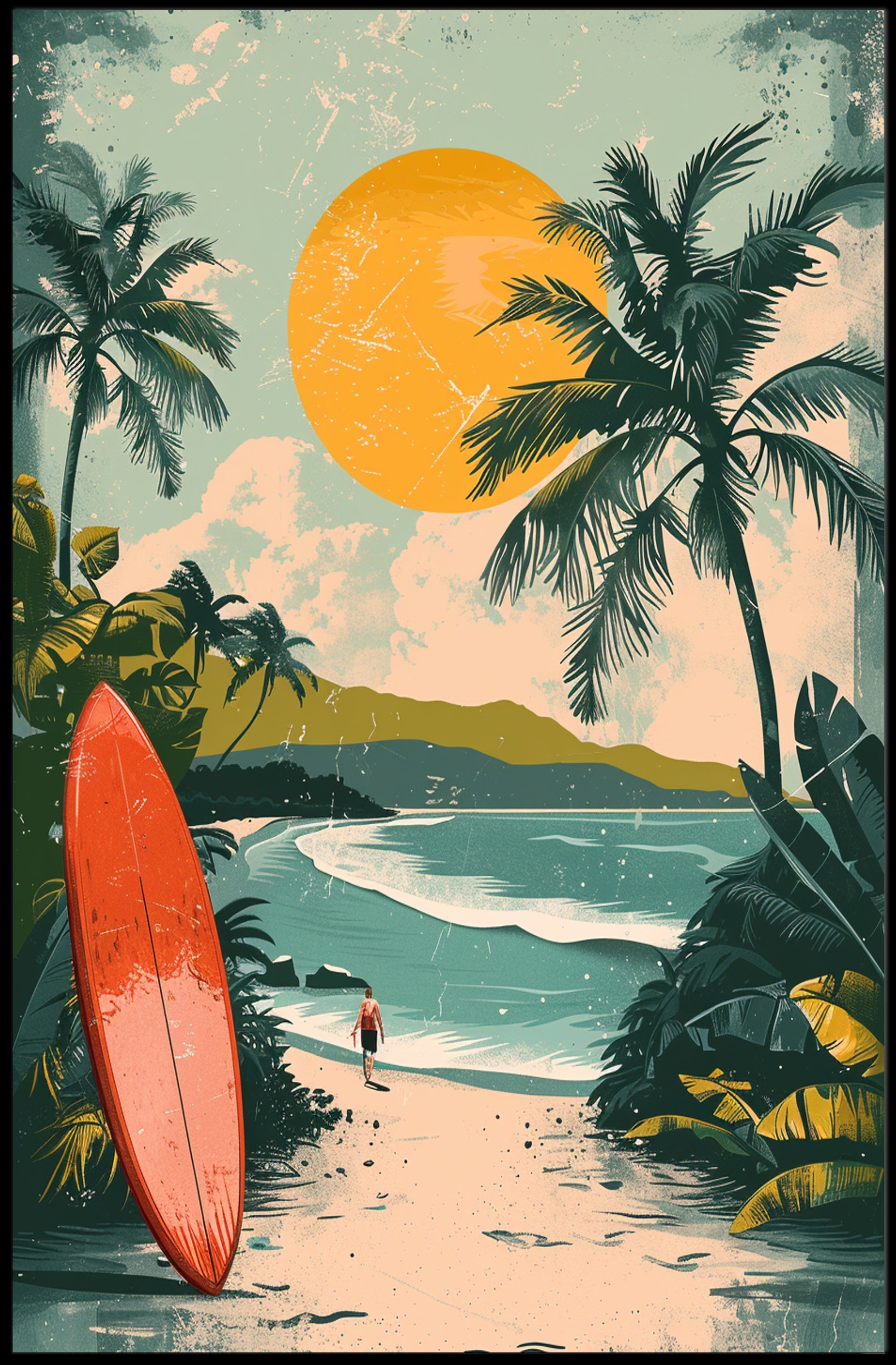 Whimsical Panda Relaxing on Watermelon Poster Art PosterGoat