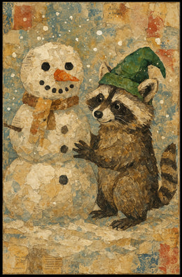 Winter Wonderland With Raccoon And Poster