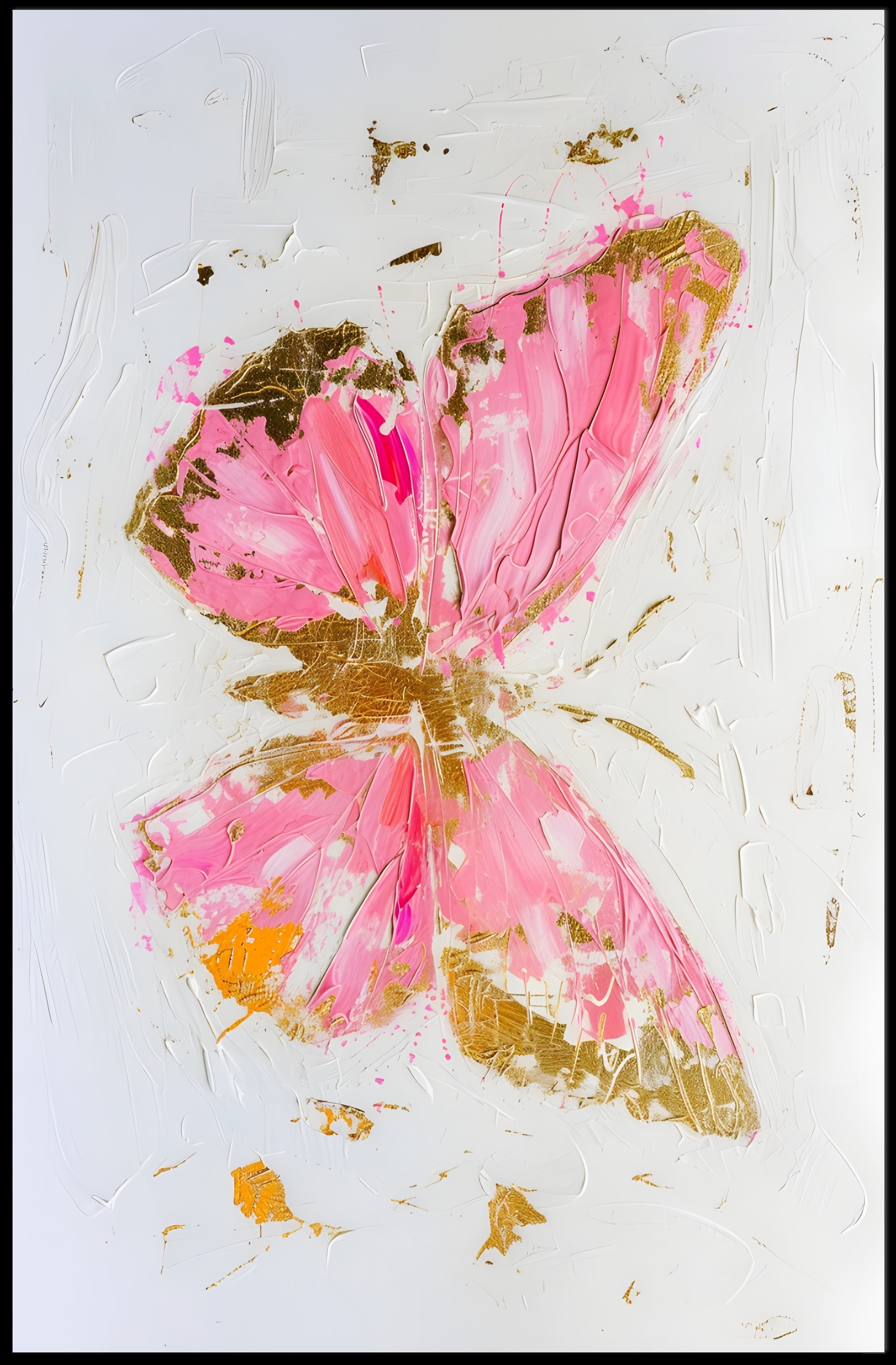 Elegant Pink and Gold Butterfly Abstract or Artistic Poster PosterGoat