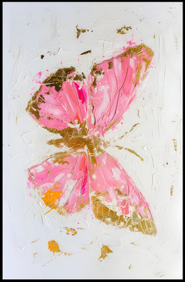 Elegant Pink and Gold Butterfly Abstract or Artistic Poster PosterGoat