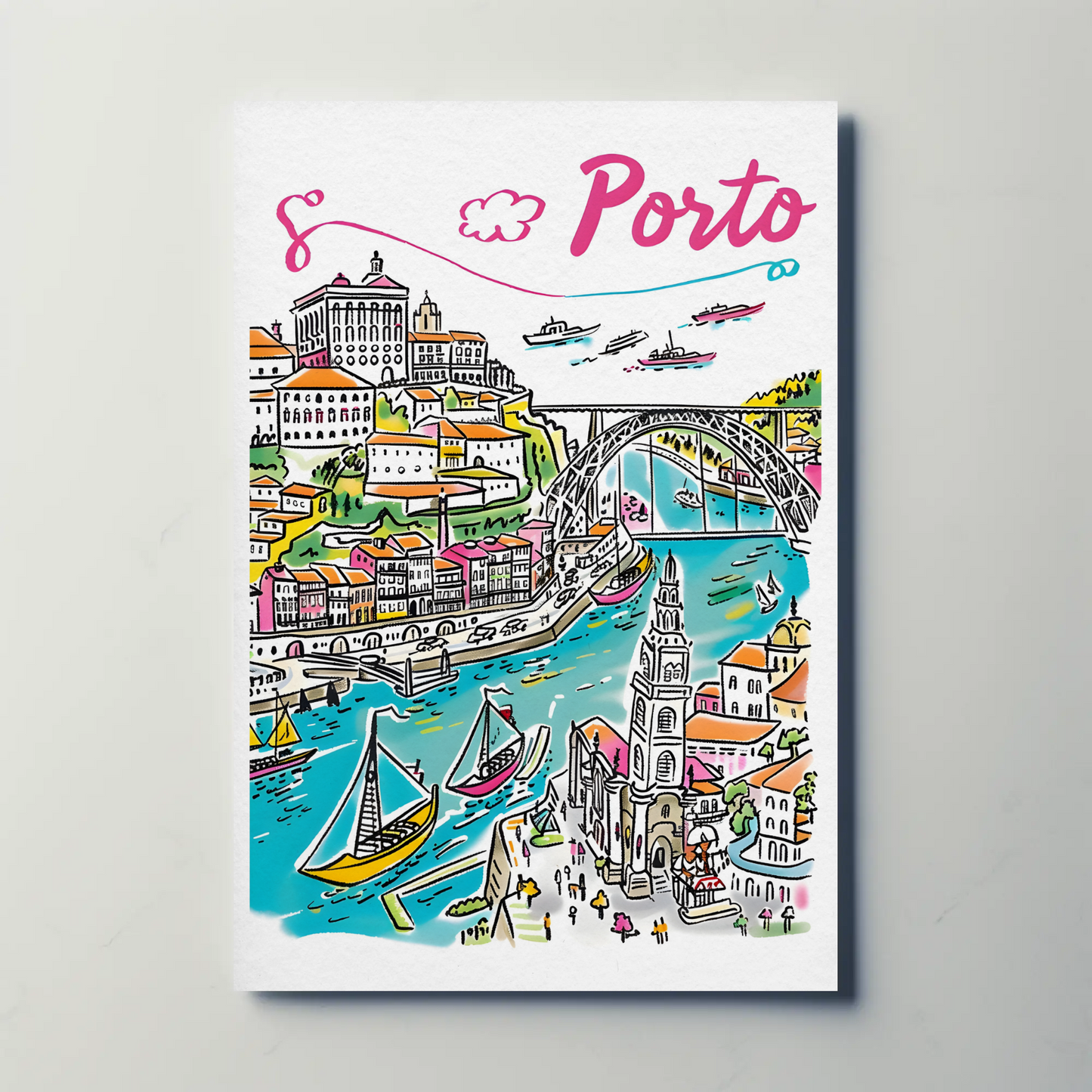 Porto Portugal Historic Riverside Travel Poster