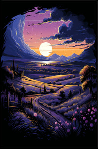 Dreamy Landscape Poster: Moonlit Path at Dusk