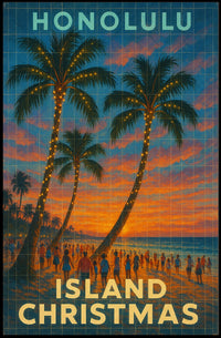 Honolulu Island Christmas Poster