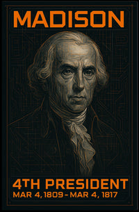 James Madison 4th President of the United States Techno Schematic Poster