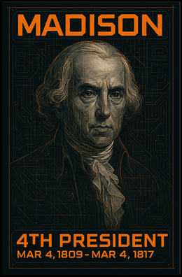 James Madison 4th President of the United States Techno Schematic Poster