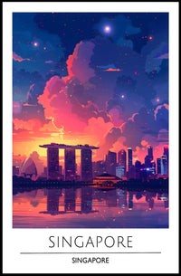 Singapore Skyline Sunset Vista Urban or Cityscape Poster