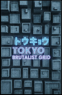 Tokyo Brutalist Grid Modern Urban Cityscape Poster