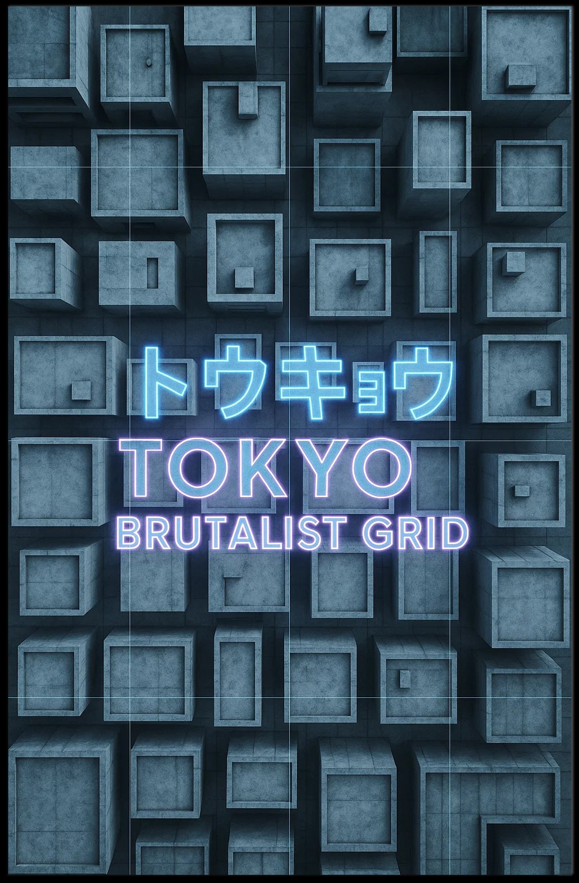 Tokyo Brutalist Grid Modern Urban Cityscape Poster