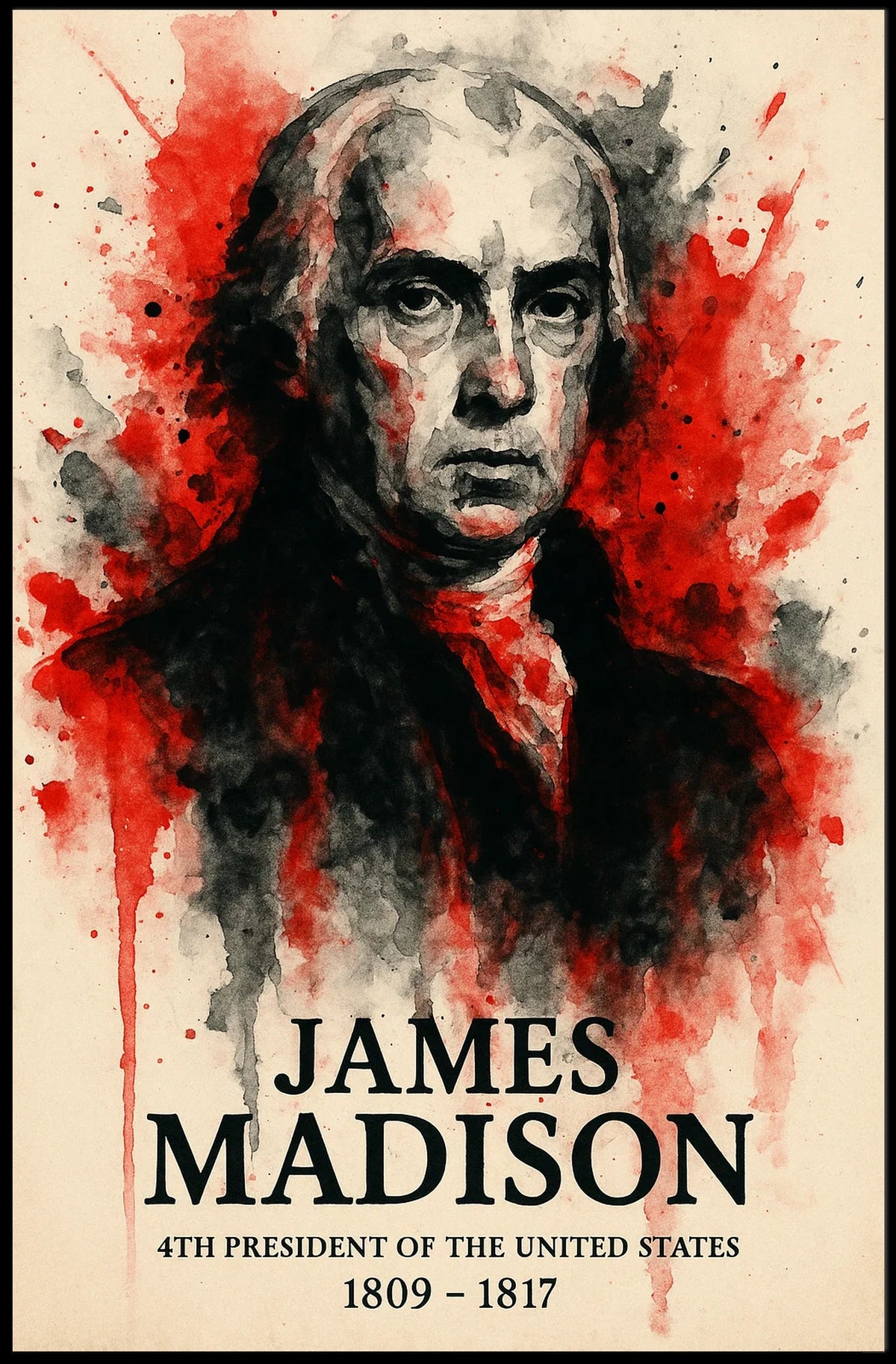 James Madison Watercolor Portrait Historical or Presidential Poster