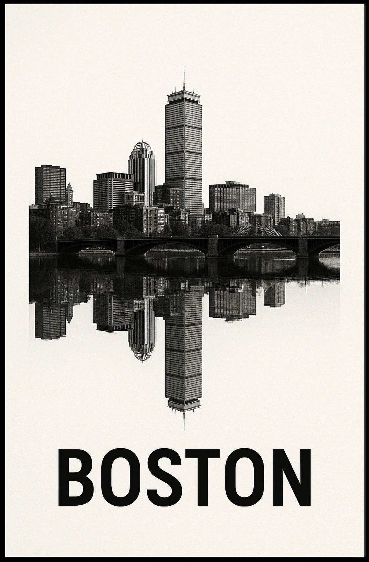 Boston Skyline Reflection Poster