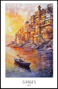 Ganges Sunrise in Varanasi Cultural Heritage Poster PosterGoat