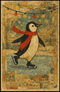 Skating Penguin Delight Poster