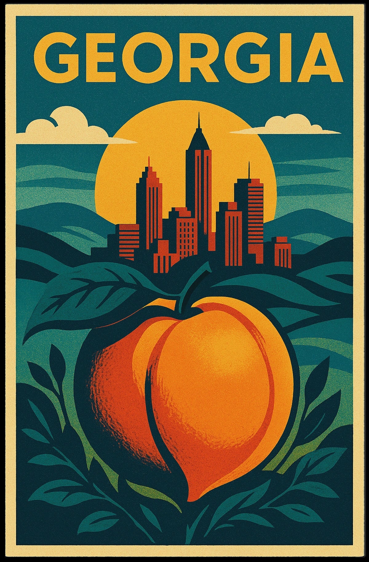 Georgia Peach and Skyline Poster