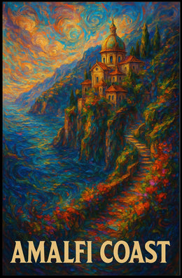 Amalfi Coast Poster Art Print 18x24 Coastal Decor Wall Art