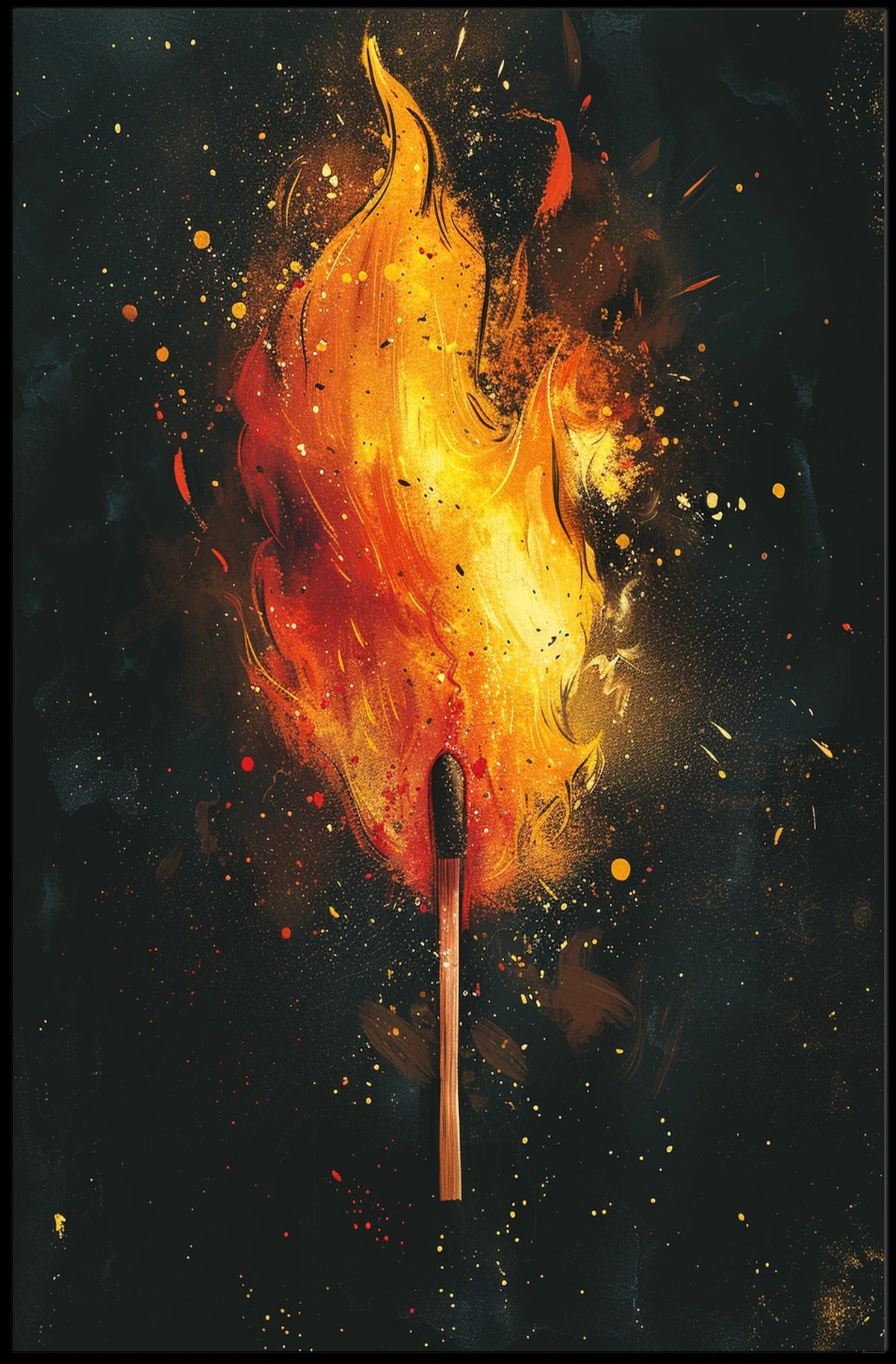 Ignite Your Space: Abstract Flame Art Poster