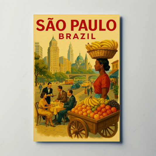 Sao Paulo Brazil Market Vendor Fruit City Poster Poster