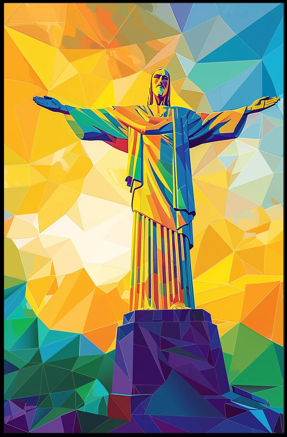 Vibrant Geometric Christ the Redeemer Art Poster