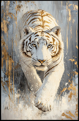 Majestic White Tiger in Motion Animal Poster