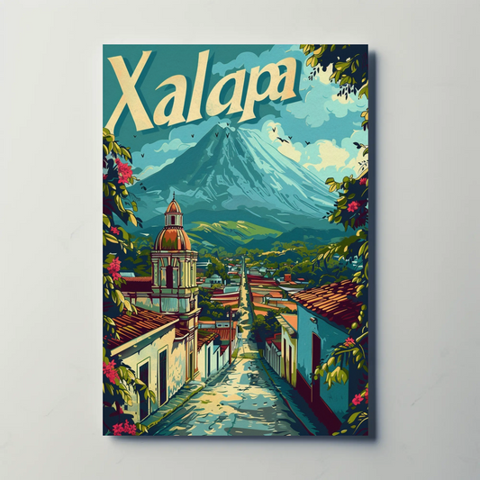 Xalapa Mexico Volcano Colonial Town View Travel Poster Travel Poster